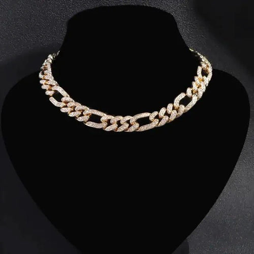 Elegant cubic zirconia Cuban necklace by MANDOTOS featuring sparkling stones on a sleek chain.