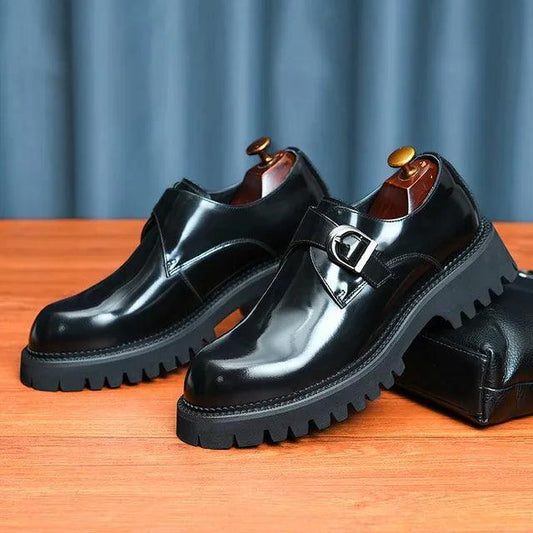 Elegant genuine leather shoes by MANDOTOS featuring a polished finish and classic design for stylish formal wear.