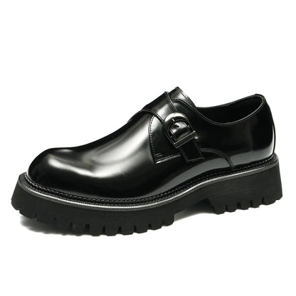 Elegant genuine leather shoes by MANDOTOS, showcasing polished brown leather with sleek design and classic lace-up style.
