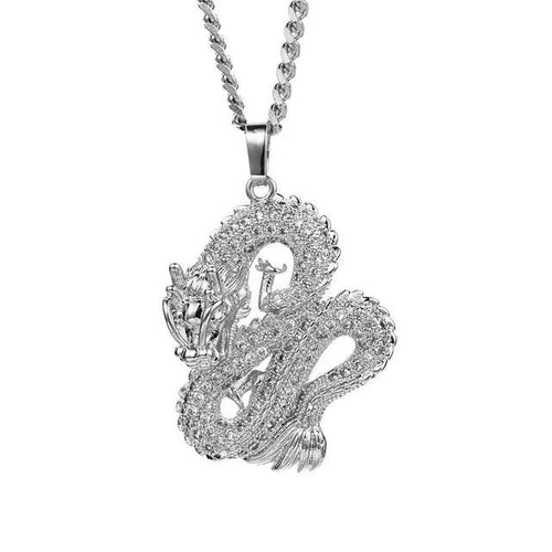 Elegant gold zircon dragon pendant from MANDOTOS, featuring intricate detailing and sparkling gemstone accents.
