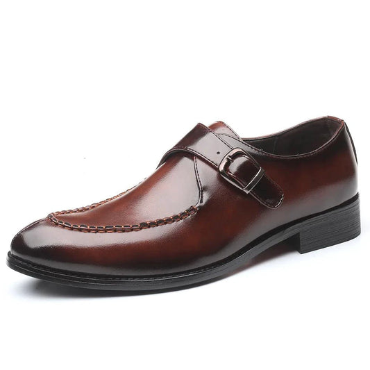 Elegant leather Oxfords by MANDOTOS with polished brown finish and classic lace-up design, perfect for formal occasions.