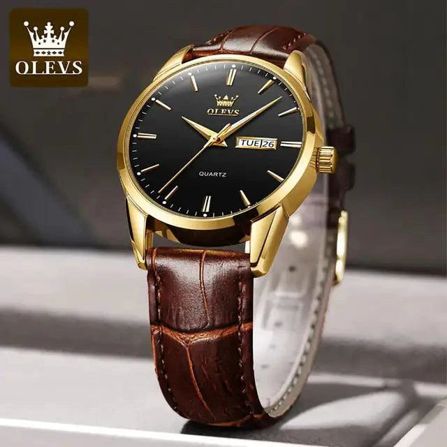 Mandotos elegant leather timepiece featuring a classic watch face and brown leather strap, stylish for formal and casual wear.