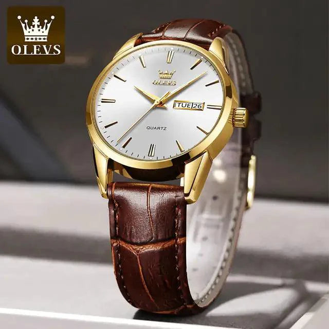 Elegant leather timepiece by MANDOTOS featuring a sleek watch with a leather strap and classic design on a neutral background.
