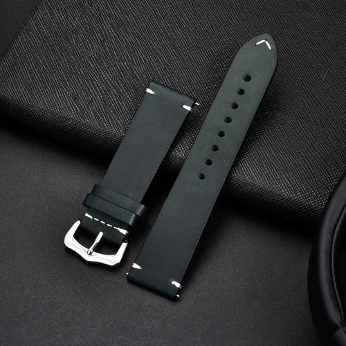 Mandotos elegant leather watch band featuring smooth brown leather and classic stitching for a sophisticated look.