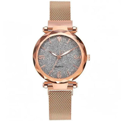 Elegant rose gold MANDOTOS timepiece with a sleek design and matching rose gold band, showcasing its stylish watch face.
