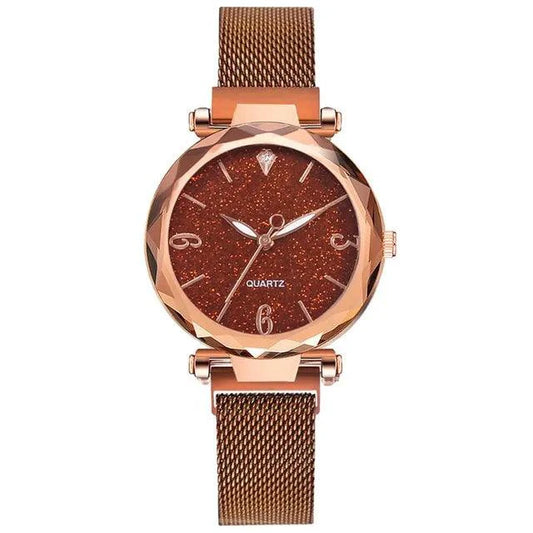 Elegant rose gold Mandotos timepiece with a sleek design and minimalist dial, showcasing style and sophistication.