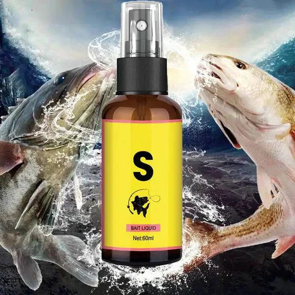 Mandotos Elite Angler's Liquid Bait in a clear bottle, designed for fishing to attract fish effectively.