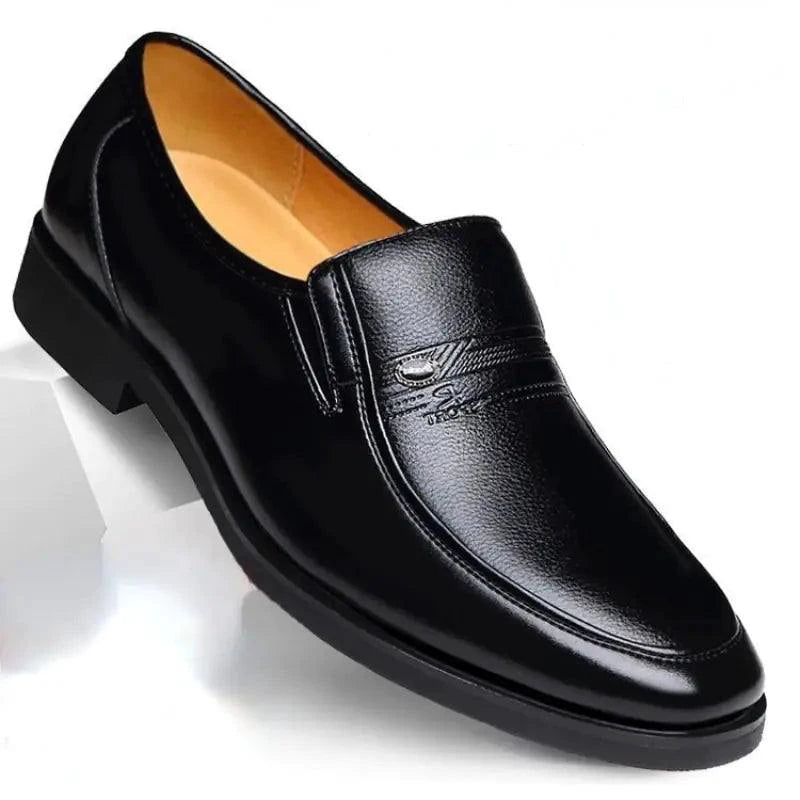 Mandotos Elite Leather Dress Shoes in black, featuring sleek design and polished finish, ideal for formal occasions.