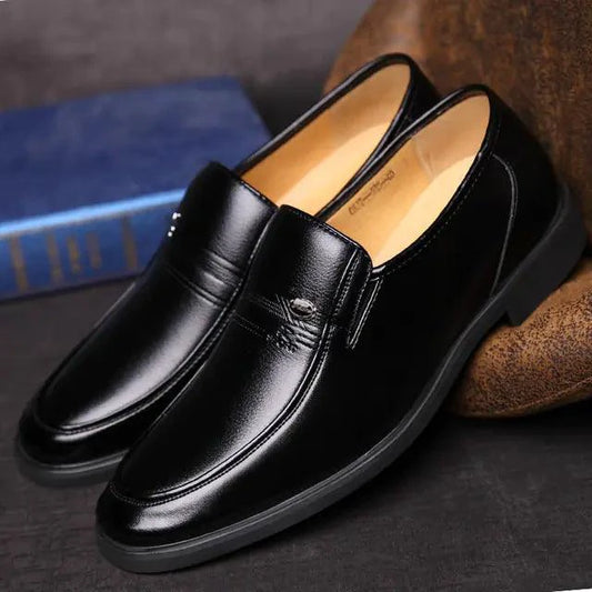 Mandotos Elite leather dress shoes with polished black finish and sleek design, perfect for formal occasions.
