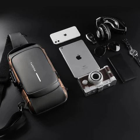 Mandotos Elite Leather Sling Bag featuring a sleek design, adjustable strap, and premium leather material for stylish everyday use.