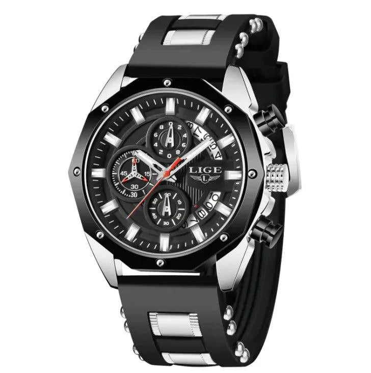 Mandotos Elite Silicone Sports Chronometer with black strap and digital display for timing and fitness activities.