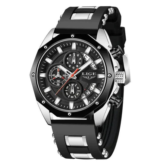 Mandotos Elite Silicone Sports Chronometer with black strap and digital display for timing and fitness activities.