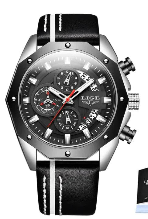Mandotos Elite silicone sports chronometer with digital display and sporty black strap for timing activities.