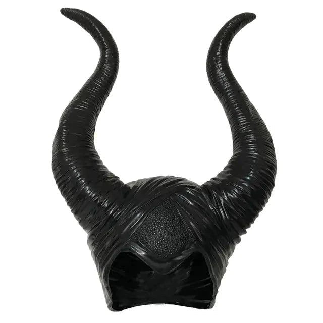 Mandotos Enchantress Horns Headpiece with curved gold horns and intricate design, perfect for fantasy costumes or cosplay.