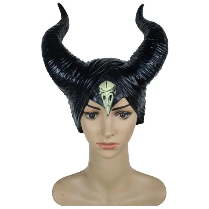 Mandotos Enchantress Horns Headpiece with gold accents, featuring curved horn design ideal for costume or cosplay accessories.