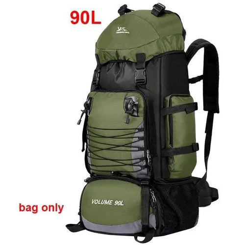 Mandotos Expedition Pro Backpack shown in black with multiple compartments and padded straps for outdoor adventures.