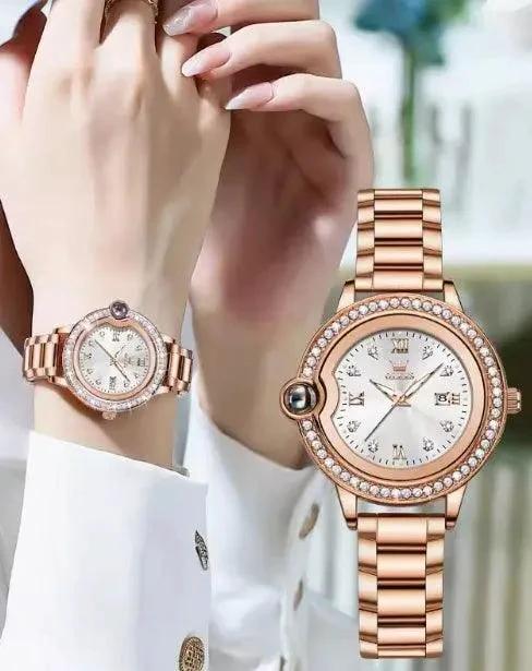 Mandotos waterproof ladies' watch with explosion design, featuring a stylish round face and durable strap for women.