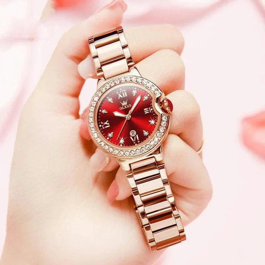 Mandotos waterproof ladies watch with explosion-themed dial, stylish design, and durable strap, suitable for women.