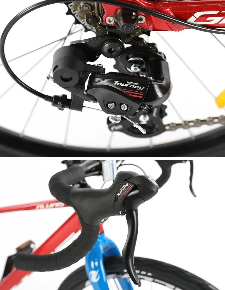 Mandotos F YUZE G240 7-speed aluminum disc brake bike handlebar for children and teens, 380mm length, suitable for road bikes.