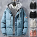Men's winter windproof hooded cotton jacket by MANDOTOS, thickened two-piece coat with solid color, ideal for leisure and sports.