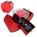 Mandotos red apple-shaped jewelry box with artificial rose, perfect for gifts like necklaces and keepsakes for special occasions.