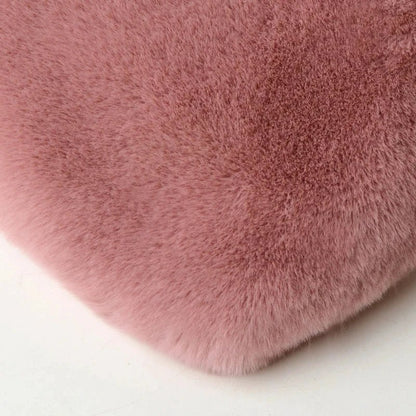 Mandotos women's heart-shaped faux fur crossbody bag with plush finish, chain strap, soft shoulder design, perfect for stylish shoppers.