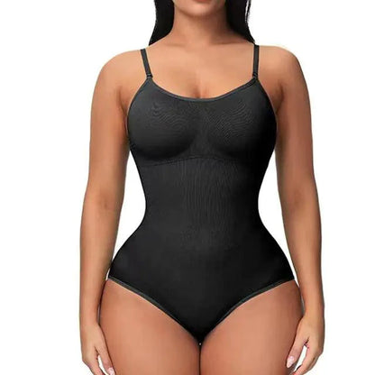 Mandotos Figure Sculpting Shaper Bodysuit shown in black, designed to shape and contour the body for a smooth silhouette.