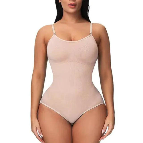 Mandotos figure sculpting shaper bodysuit shown on a model, highlighting its seamless design and body-contouring fit.