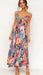 Mandotos floral boho chic midi dress with a flowing silhouette and vibrant floral pattern, perfect for casual or bohemian style.
