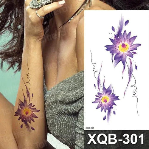 Mandotos Floral Essence Body Art Tattoo featuring vibrant floral ink design on skin