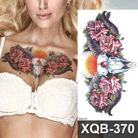 Mandotos Floral Essence Body Art Tattoo featuring colorful floral designs on skin for temporary body decoration.
