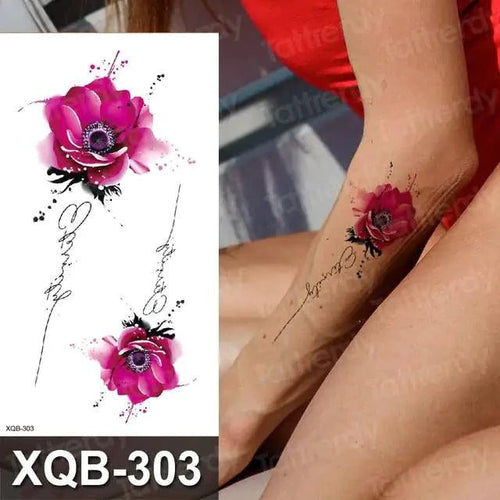 Mandotos Floral Essence Body Art Tattoo featuring intricate floral design on skin, perfect for temporary body decoration.