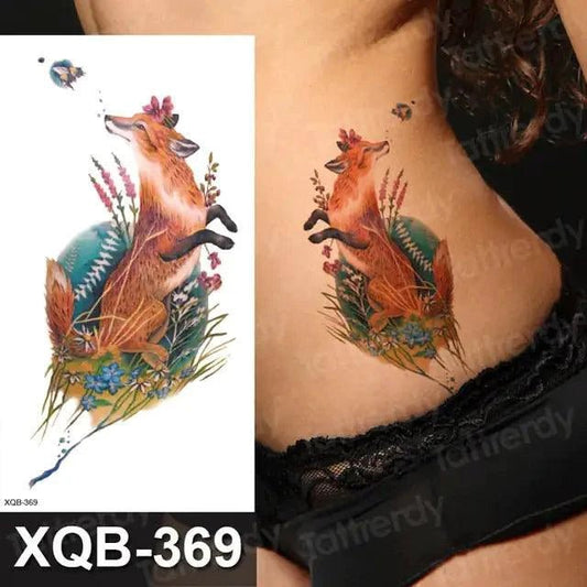 Mandotos Floral Essence Body Art Tattoo featuring vibrant floral designs on skin for temporary body decoration.