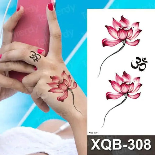 Mandotos Floral Essence Body Art Tattoo featuring vibrant floral designs on skin for temporary body decoration.