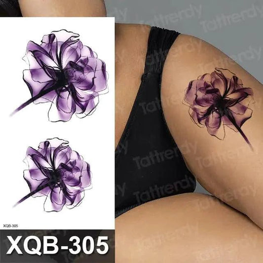 Mandotos Floral Essence Body Art Tattoo featuring intricate floral designs on skin for temporary body art.