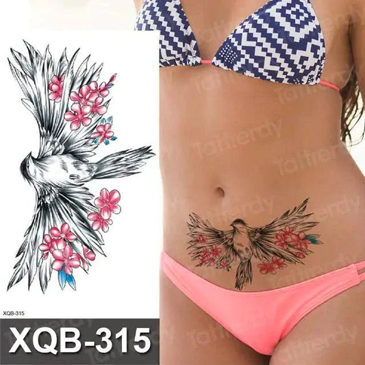 Mandotos Floral Essence Body Art Tattoo featuring vibrant floral designs on skin for artistic body decoration.