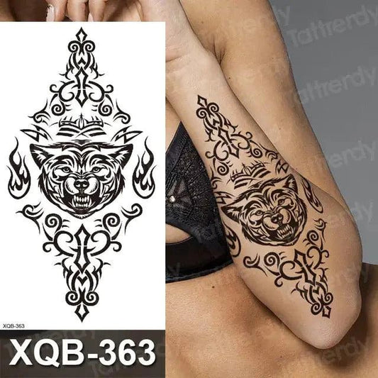 Mandotos Floral Essence Body Art Tattoo featuring vibrant floral designs on a transparent adhesive body art sheet.