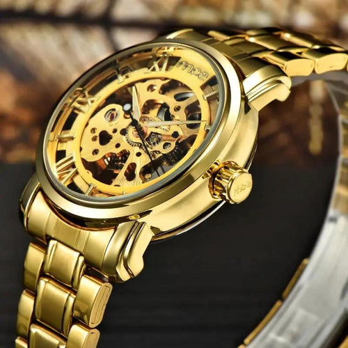 Mandotos men's mechanical watch with burst design, featuring a stainless steel band and detailed dial for a stylish look.