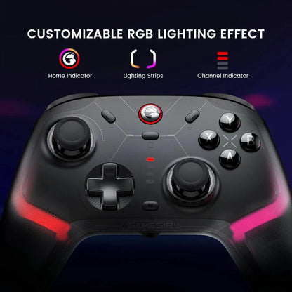 Mandotos GameSir Cyclone 2 wireless Bluetooth controller for Nintendo Switch, iPhone, and Android with Hall effect joystick.