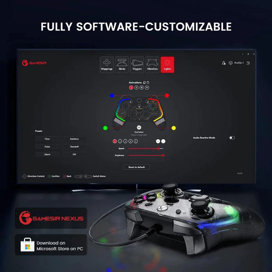 Mandotos GameSir Kaleid Flux Xbox wired controller with Hall Effect joystick, compatible with Xbox Series X/S and Xbox One.