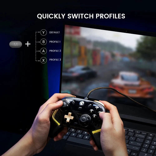 MANDOTOS GameSir Kaleid Flux wired Xbox controller with Hall Effect joystick, compatible with Xbox Series X, Series S, and Xbox One.