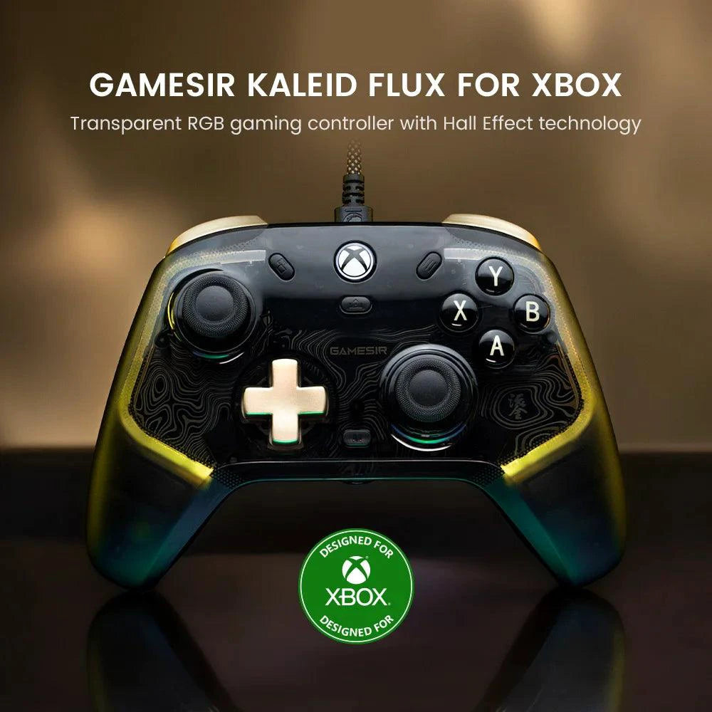 MANDOTOS GameSir Kaleid Xbox wired controller with Hall Effect joystick for Xbox Series X, Series S, and Xbox One game consoles.