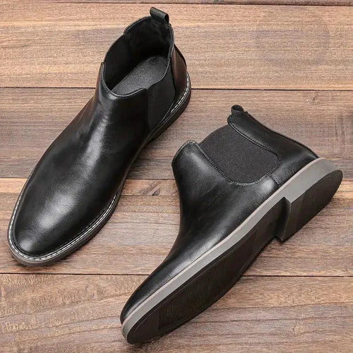 Mandotos Gentleman's Choice Leather Boots showing sleek brown leather with classic lace-up design and sturdy sole.