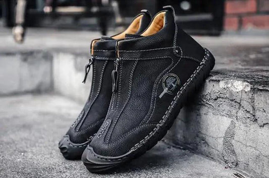 Mandotos Gentleman's Leather Loafers featuring classic design, smooth leather finish, and slip-on style for sophisticated footwear.