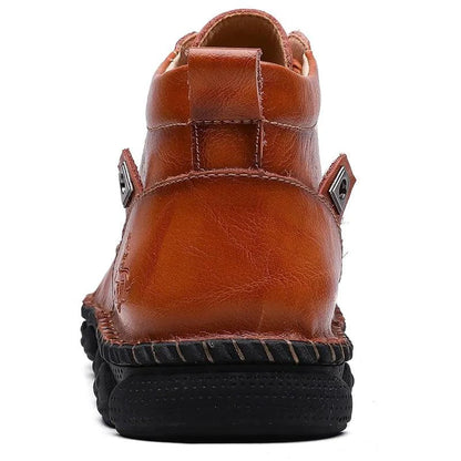 Mandotos Gentleman's Leather Loafers displayed on a neutral background, showcasing classic design and smooth brown leather.