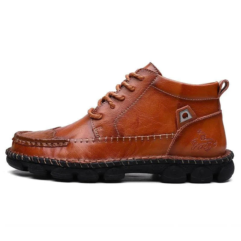 Mandotos Gentleman's Leather Loafers featuring classic design, brown leather, and slip-on style for stylish men's footwear.