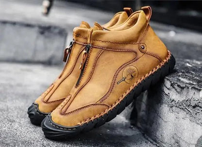 Mandotos Gentleman's Leather Loafers in brown leather, featuring classic slip-on design and polished finish.
