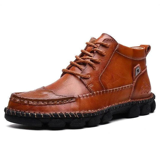 Mandotos Gentleman's Leather Loafers shown in classic brown with sleek design and polished finish, ideal for formal and casual wear.