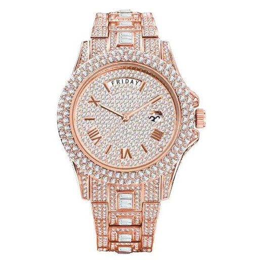 Mandotos Gentlemen's Gold Luxe Watch with a sleek gold band and classic round dial on a white background.