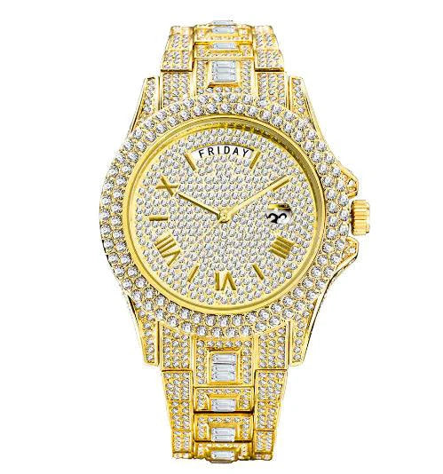 Elegant men's gold Luxe watch by MANDOTOS featuring a sleek round dial and gold-tone bracelet.